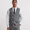 Blue Check Regular Fit Suit Waistcoat