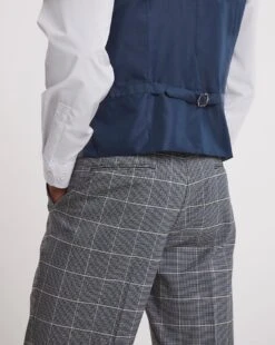 Blue Check Regular Fit Suit Waistcoat -Jacamo Shop x08yy261742w