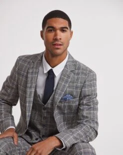 Grey Check Regular Fit Suit Jacket -Jacamo Shop x08yy263740w