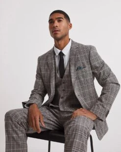 Beige Textured Check Reg Suit Waistcoat 7 Beige Textured Check Reg Suit Waistcoat -Jacamo Shop x08yy269708w
