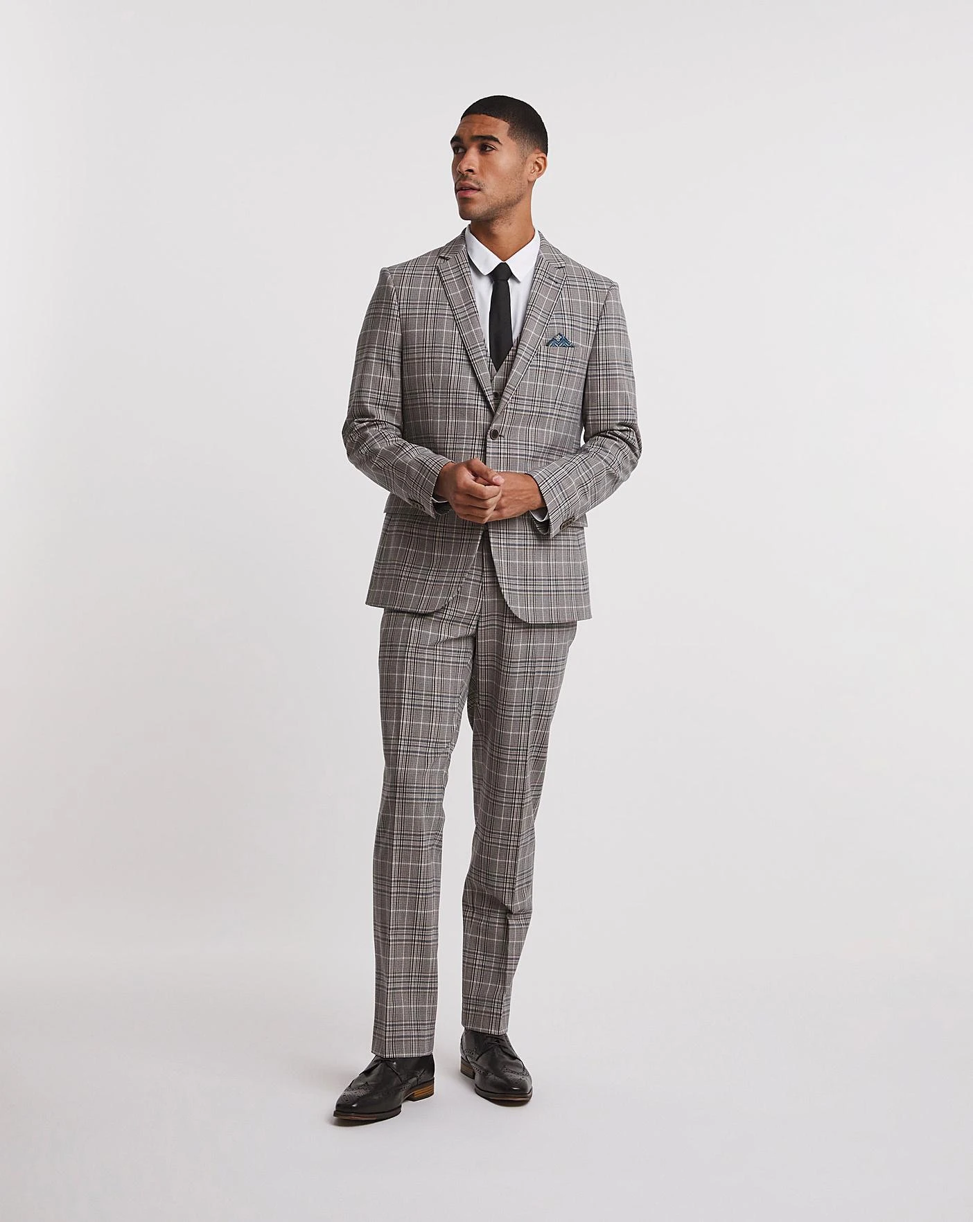Beige Textured Check Reg Suit Waistcoat 5 Beige Textured Check Reg Suit Waistcoat - Image 5
