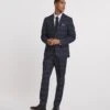 Large Navy Check Reg Fit Suit Trouser