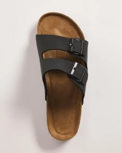 Black Buckle Strap Sandals Wide -Jacamo Shop y01lj434736s
