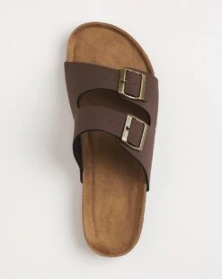 Brown Buckle Strap Sandals Wide -Jacamo Shop y01lj439736s