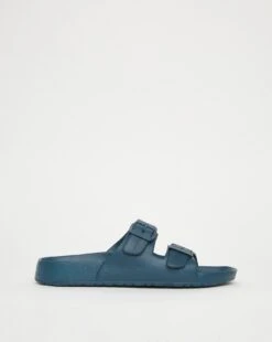 Navy Buckle Strap Slider Wide Fit