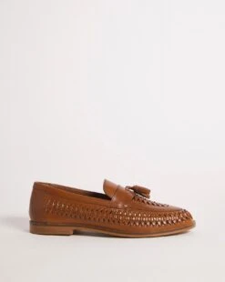 Tan Interweave Leather Loafer Wide Fit