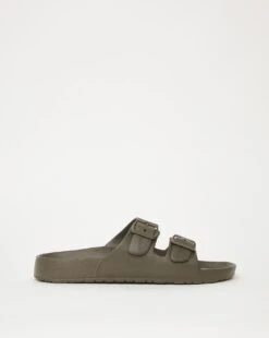 Khaki Buckle Strap Slider Wide Fit