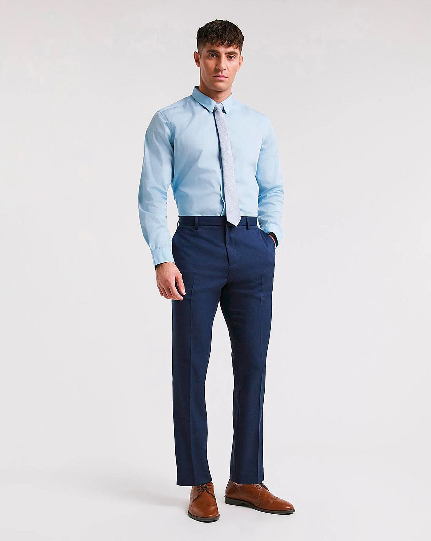 Blue Long Sleeve Formal Shirt Long 4 Blue Long Sleeve Formal Shirt Long - Image 4