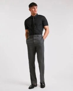 Black Short Sleeve Formal Shirt Long -Jacamo Shop y01mw639503c