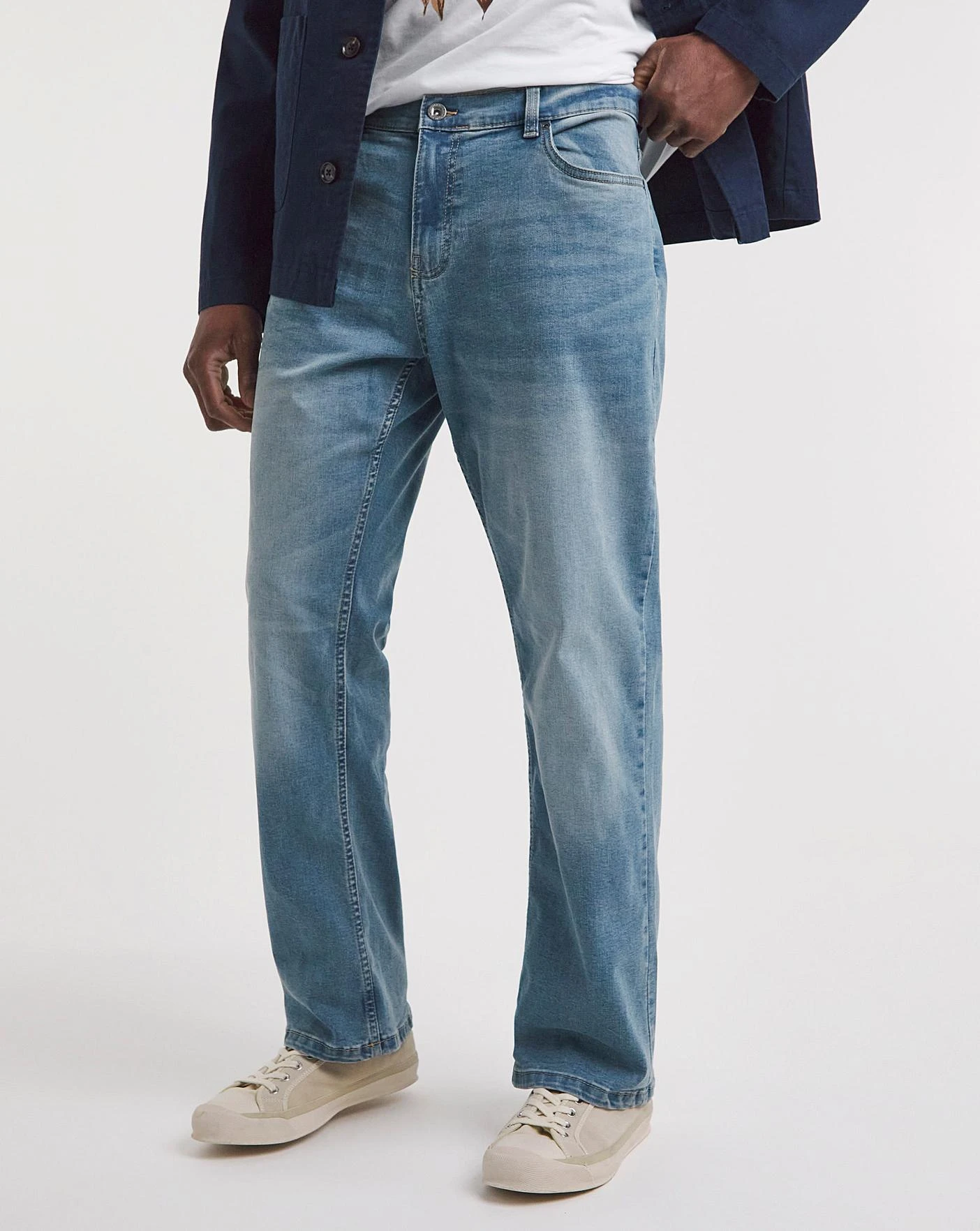 Light Stonewash Loose Fit Stretch Jeans 1 Light Stonewash Loose Fit Stretch Jeans