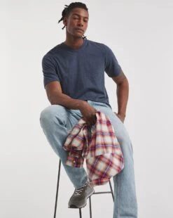 Denim Blue V Neck T-Shirt Long