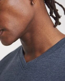 Denim Blue V Neck T-Shirt Long -Jacamo Shop y08cx125761w