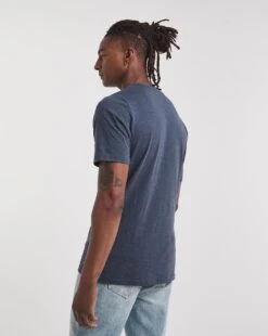 Denim Blue V Neck T-Shirt Long -Jacamo Shop y08cx125763w