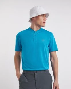 Golf Collarless Button Up Polo