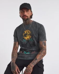 Acid Wash Skull Graphic T-shirt -Jacamo Shop y08hi902738w