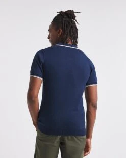 Navy Cable Knitted Polo 6 Navy Cable Knitted Polo -Jacamo Shop y08hy040705w