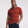 Burgundy Cable Knitted Polo