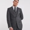 Charcoal Regular Fit Suit Jacket Long