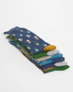 6 Pack Beer Print Stripe Socks -Jacamo Shop y08lf062730s