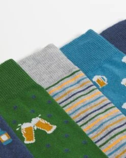 6 Pack Beer Print Stripe Socks -Jacamo Shop y08lf062732s