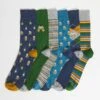 6 Pack Beer Print Stripe Socks