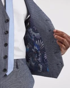 Lewis Blue Puppytooth Waistcoat S/R/L -Jacamo Shop y08lf305707w