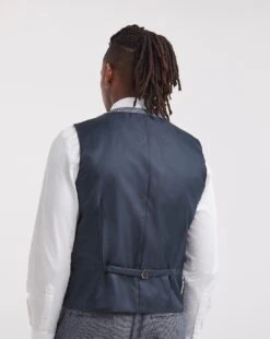 Lewis Blue Puppytooth Waistcoat S/R/L -Jacamo Shop y08lf305708w