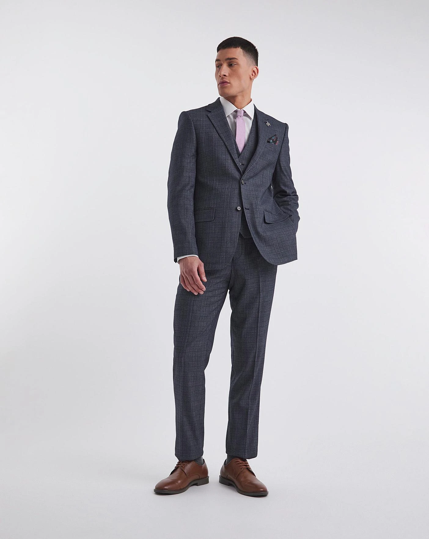 Seb Blue Check Suit Jacket 2 Seb Blue Check Suit Jacket - Image 2