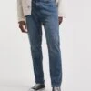 Stonewash Tapered Fit Stretch Jeans