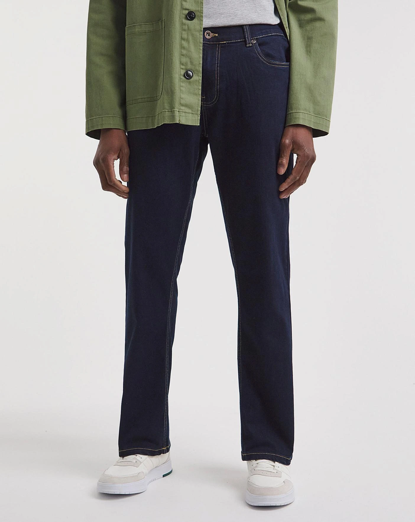 Rinse Wash Loose Fit Stretch Jeans 1 Rinse Wash Loose Fit Stretch Jeans