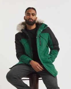 Green Colour Hooded Parka