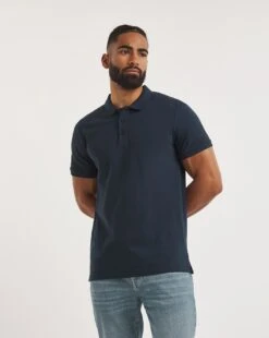 Navy Pique Polo Reg