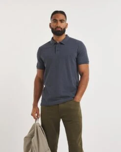 Denim Marl Pique Polo Reg