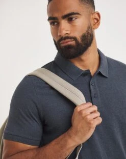 Denim Marl Pique Polo Reg -Jacamo Shop y08ox225720w