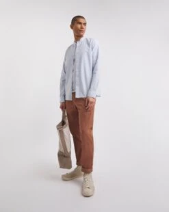 Long Sleeve Grandad Stripe Oxford Shirt -Jacamo Shop y08pn118738w