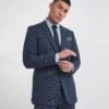 Jonny Navy Check Suit Jacket