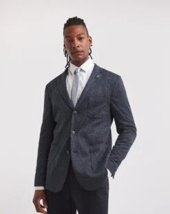 Finlay Check Knitted Suit Jacket Reg