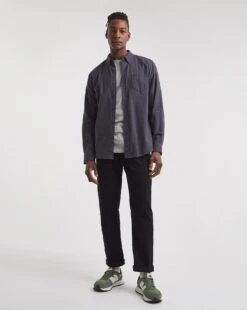 Black Straight Stretch Gaberdine Jeans -Jacamo Shop y08pn947737w