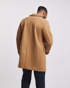 Camel Faux Wool Overcoat -Jacamo Shop y08qa322706w