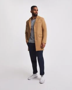 Camel Faux Wool Overcoat -Jacamo Shop y08qa322707w