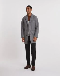 Grey Faux Wool Overcoat -Jacamo Shop y08rw479738w
