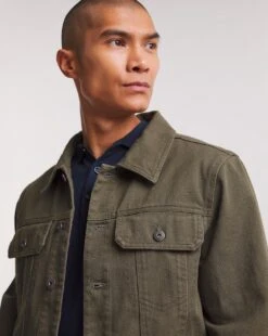 Khaki Twill Trucker Jacket -Jacamo Shop y08rw536720w