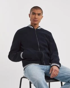 Navy Varsity Bomber Jacket