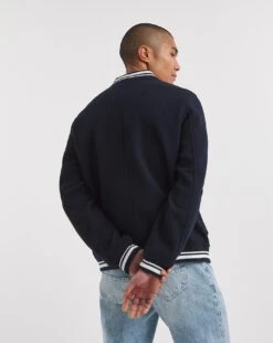 Navy Varsity Bomber Jacket -Jacamo Shop y08rw545708w