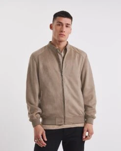 Beige Faux Suede Bomber -Jacamo Shop y08rw547736w