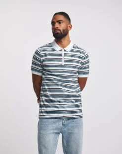 Zip Neck Stripe Polo Long