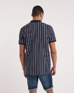 Zip Neck Vertical Stripe Polo Long -Jacamo Shop y08to296761w