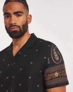 Short Sleeve Paisley Border Shirt -Jacamo Shop y08vm201727w