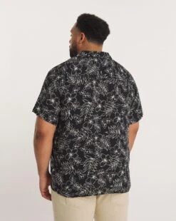 Short Sleeve Ecovero Leaf Print Shirt -Jacamo Shop y08vm571731w