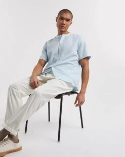 SS Grandad Linen Blend Shirt -Jacamo Shop y08vm617741w